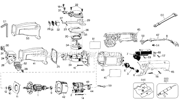 Page A Diagram and Parts List for BD4500 Type 1 Black and Decker Reciprocating Saw